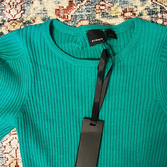 NWT Pinko Emerald Green Puff Sleeve Knit Pullover Sweater Size XS - Picture 4 of 5